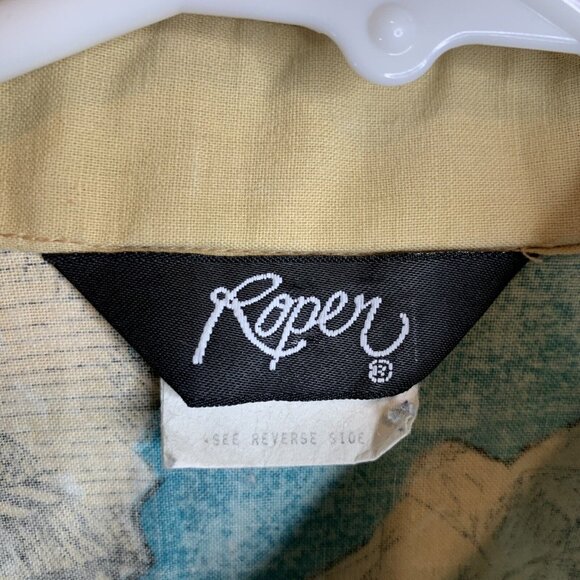 Vintage Roper Western Button-Up Shirt With Native American Print In Turquoise & - Picture 7 of 10